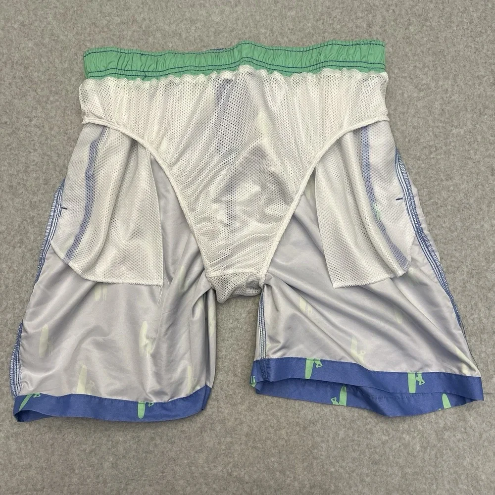 Johnnie O Swim Trunks Men's XL Blue Surf Board AOP Drawstring Beach Resort Sun